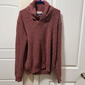 LOGG H M Speckled Red Shawl Collar Knit Sweater Mens Large Cotton Blend Casual